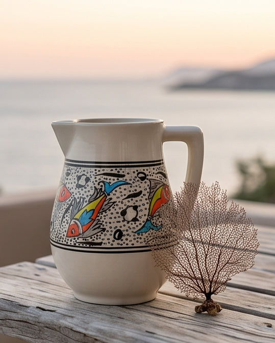 Rainbow Fish Ceramic Flower Vase and Pitcher