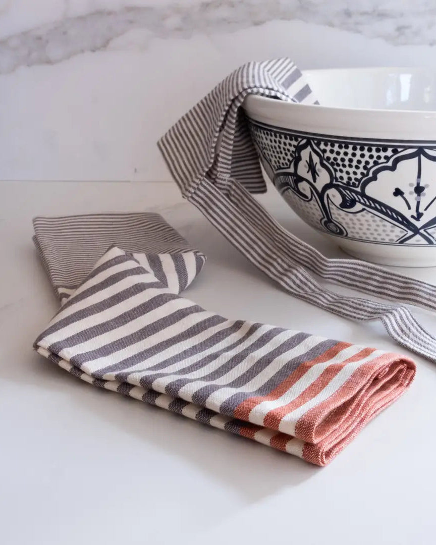 Red & Gray Kitchen Tea Towels - Set of 2