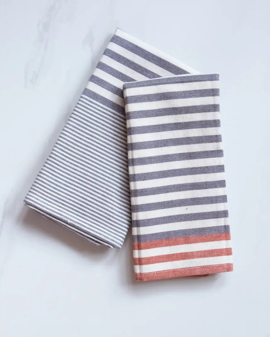 Red & Gray Kitchen Tea Towels - Set of 2