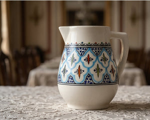 Rosette Ceramic Flower Vase and Pitcher