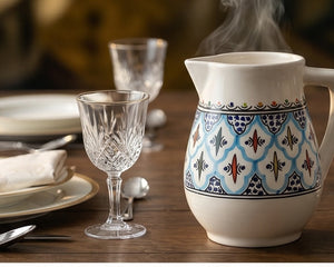 Rosette Ceramic Flower Vase and Pitcher