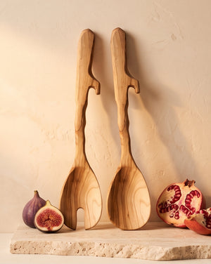 15-Inch "Rim Hook" American Handcrafted Wood Salad Servers