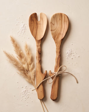 15-Inch "Rim Hook" American Handcrafted Wood Salad Servers