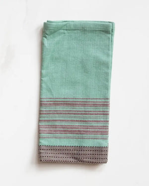 Teal Napkins with Brown Stripes – Set of 4