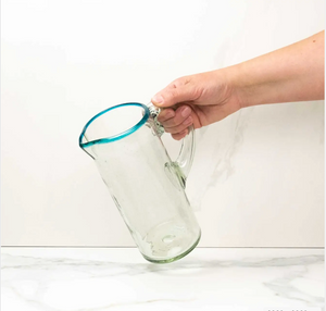 Aqua Rim Glass Pitcher