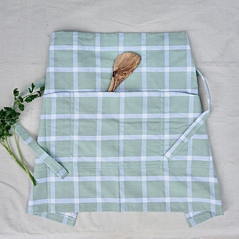 Green Half Apron with Pockets