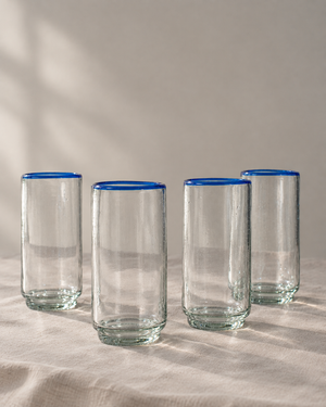 Large Stacking Glasses - Hand-Blown Recycled Glass, Set of 4