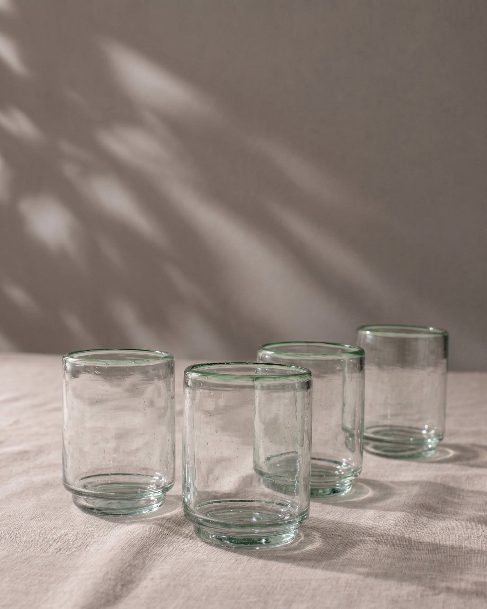 Medium Green Rim Stacking Glass, Set of 4
