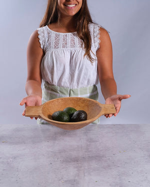 Medium 15.5 inch Wood Bowl with Handles