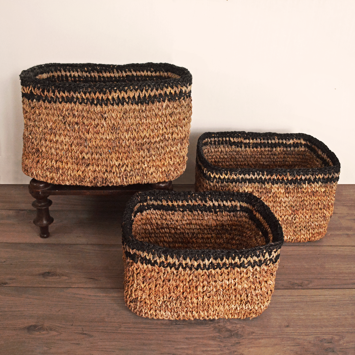 Rectangle baskets made in natural fiber by TerraKlay