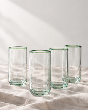 Large Stacking Glasses - Hand-Blown Recycled Glass, Set of 4