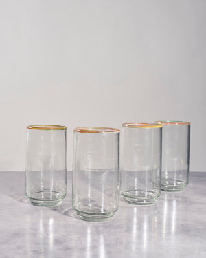 Large Stacking Glasses - Hand-Blown Recycled Glass, Set of 4