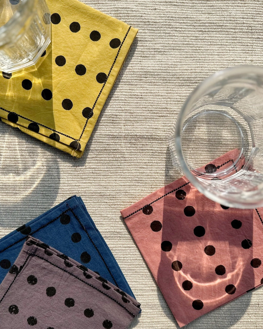 terraklay cocktail napkin in polka dots design.