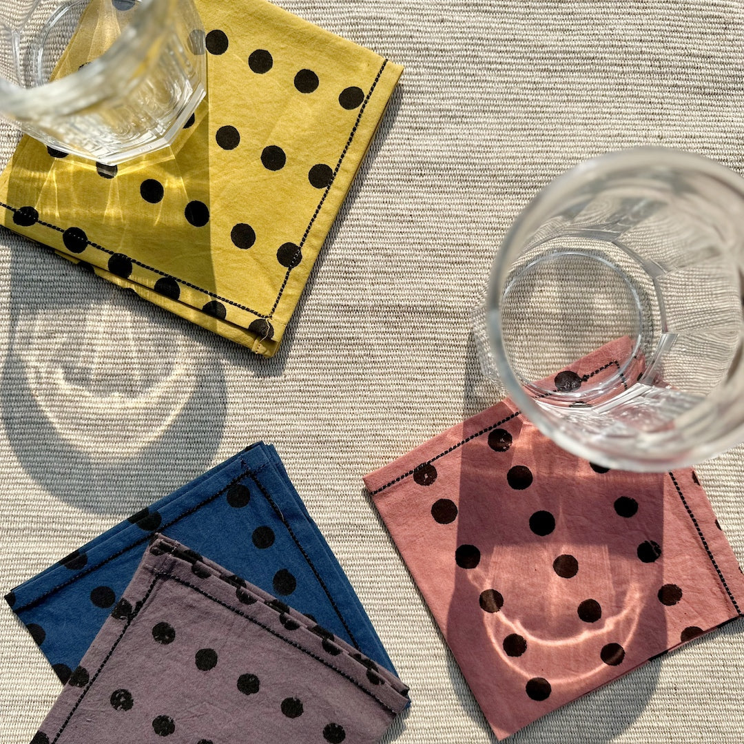 terraklay cocktail napkin in polka dots design.