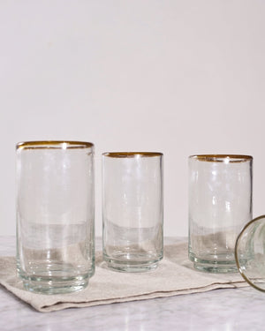 Large Amber Rim Stacking Glasses, Set of 4