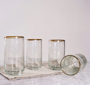 Large Stacking Glasses - Hand-Blown Recycled Glass, Set of 4