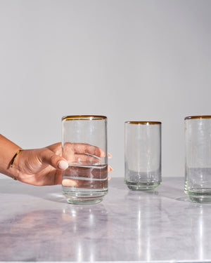 Large Amber Rim Stacking Glasses, Set of 4