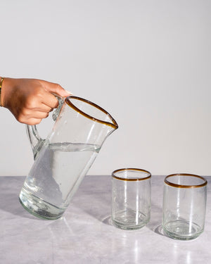 Amber Rim Glass Pitcher