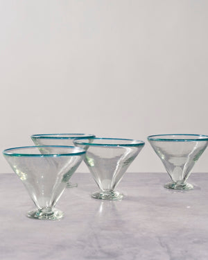 Margarita Glasses - Hand-Blown Recycled Glass, Set of 4