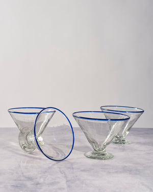 Margarita Glasses - Hand-Blown Recycled Glass, Set of 4