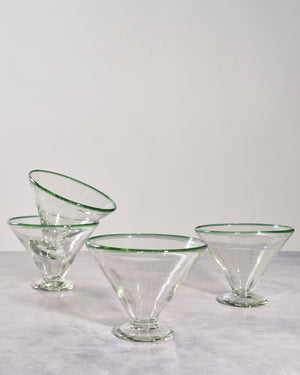 Margarita Glasses - Hand-Blown Recycled Glass, Set of 4