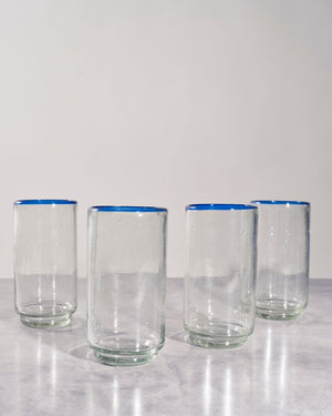 Large Stacking Glasses - Hand-Blown Recycled Glass, Set of 4