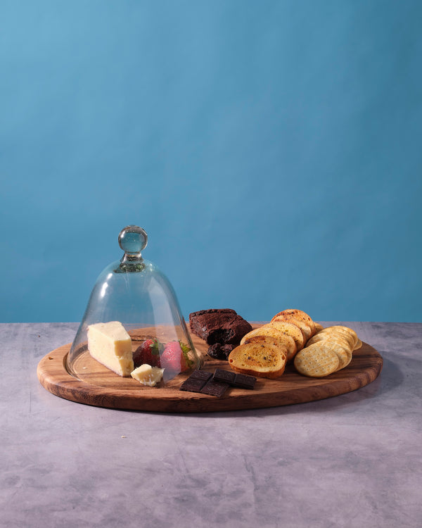 Large Oval Wood Board with Glass Dome | TerraKlay