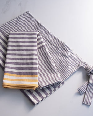 Yellow with Gray Stripes Kitchen Towels - Set of 2