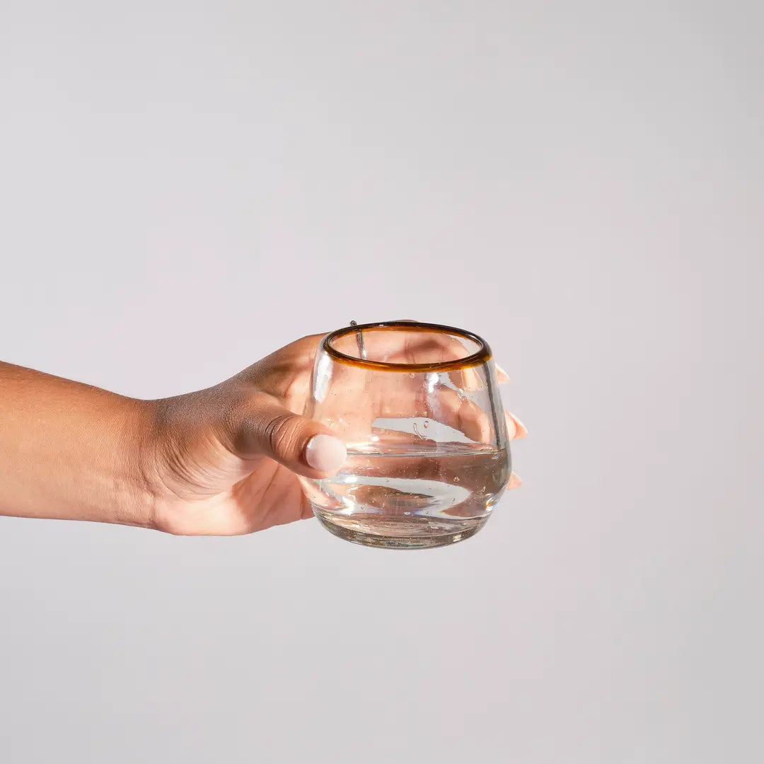 Amber Rim Roly Wine Glass