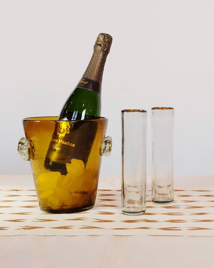 Amber Glass Ice Bucket