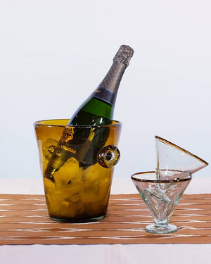 Amber Glass Ice Bucket