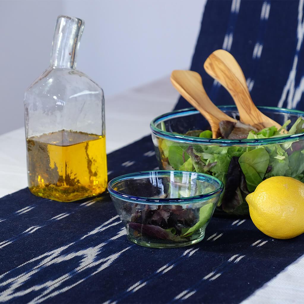 Indigo and White Serpentina Cotton Table Runner