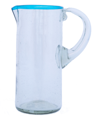 Aqua Rim Glass Pitcher