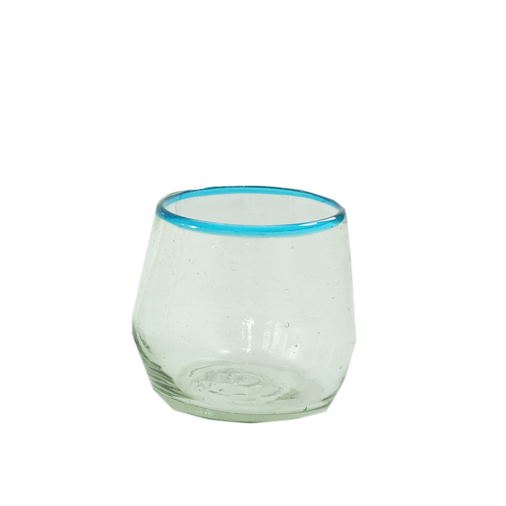 Aqua Rim Roly Wine Glass
