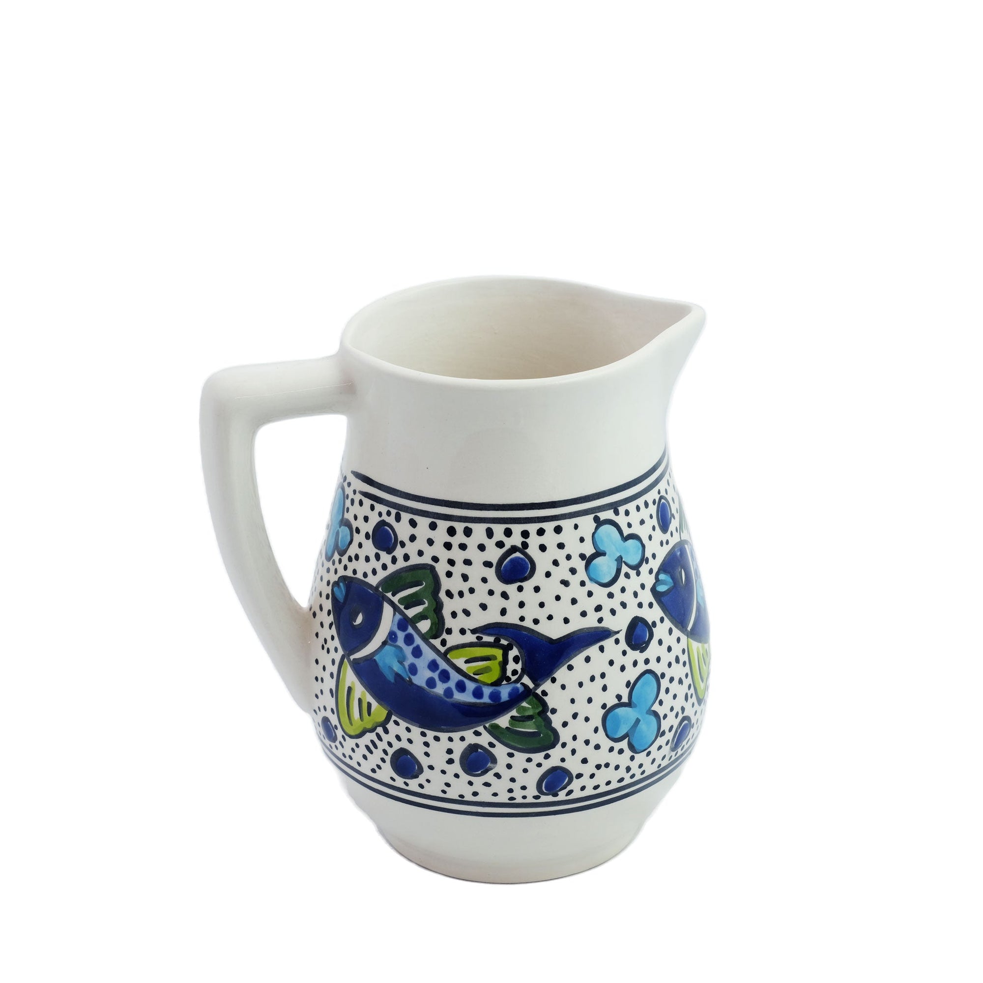 Blue Fish Ceramic Pitcher