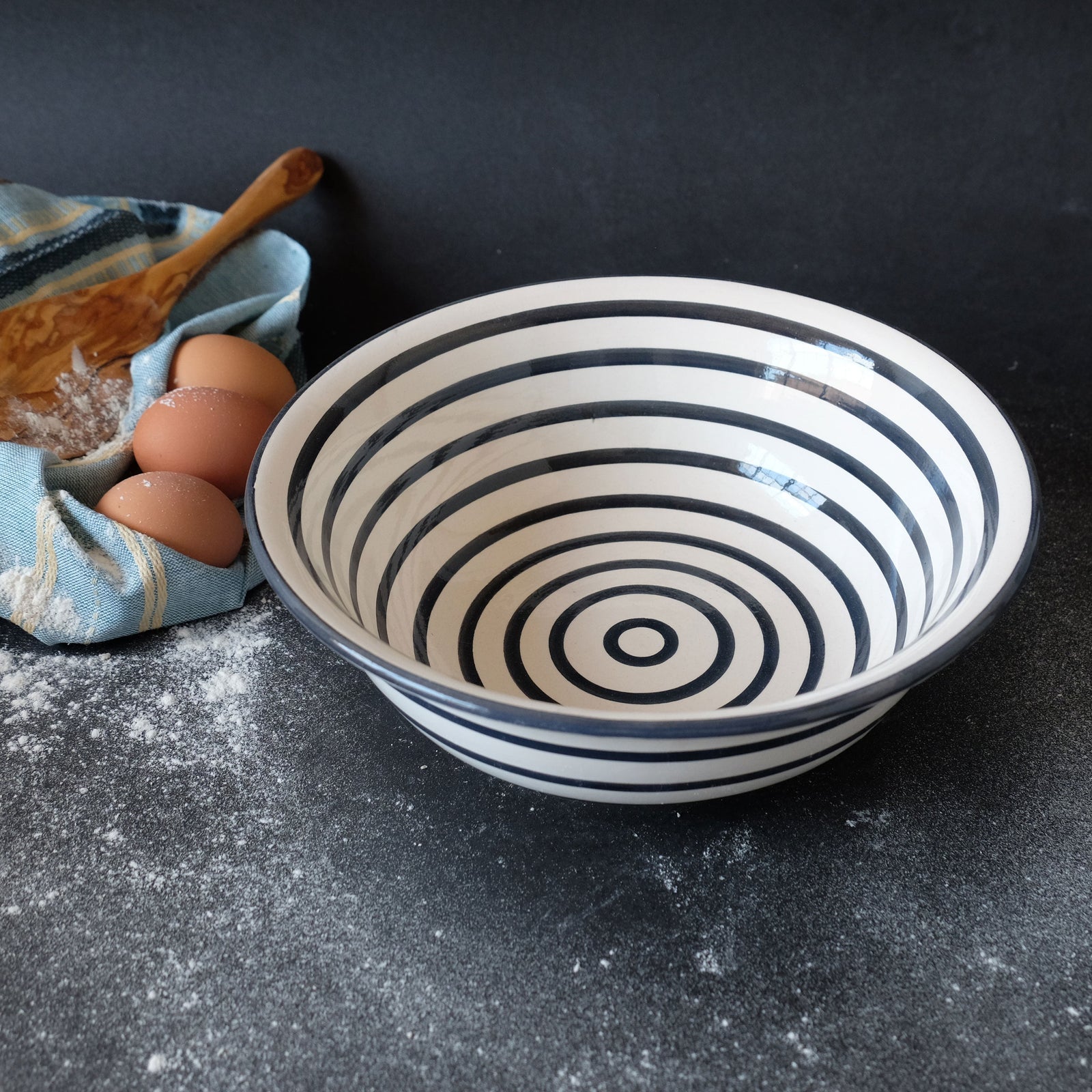 Black Stripe Medium Deep Bowl