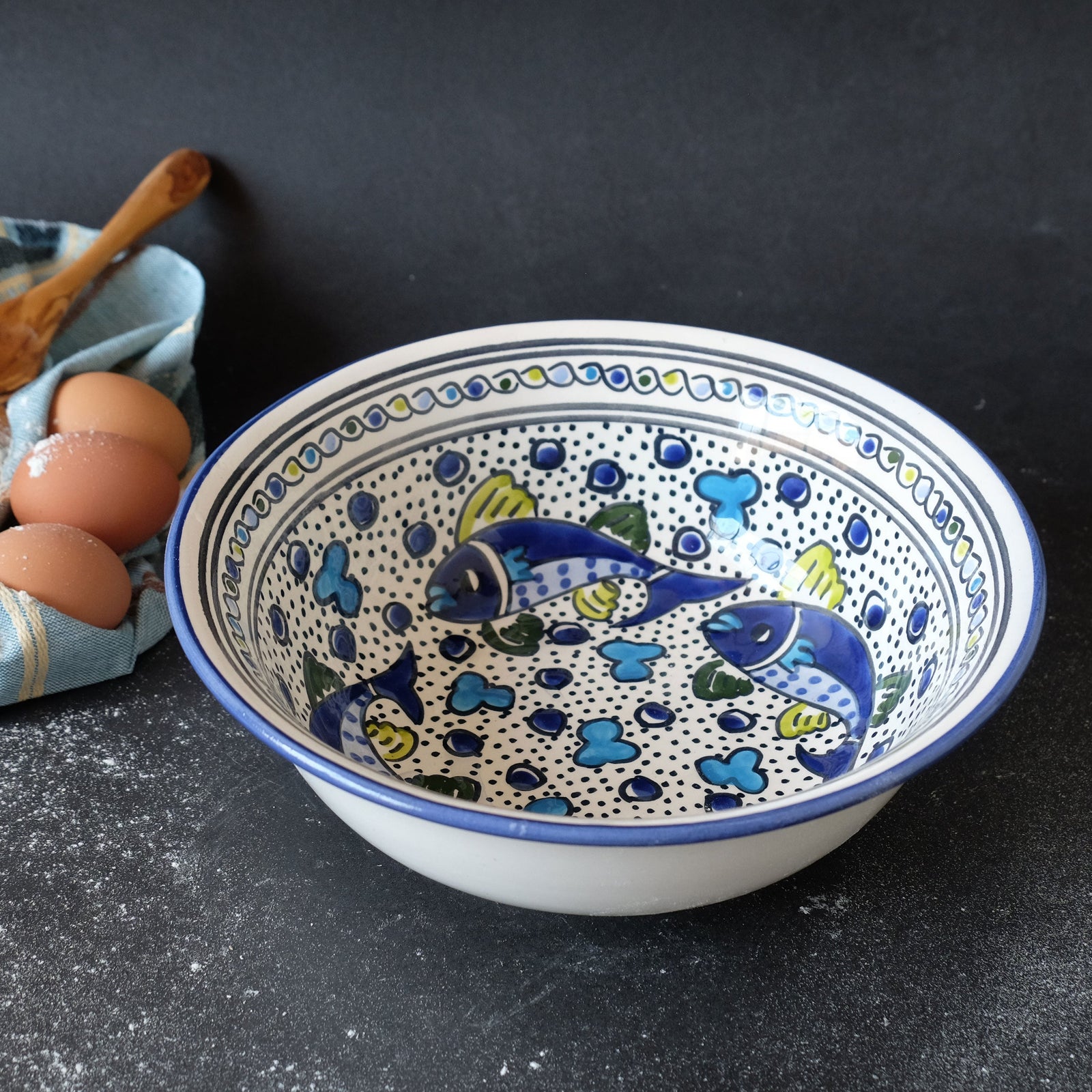 Blue Fish Medium Deep Bowl
