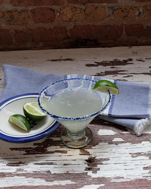 Blue Rim Margarita Glass