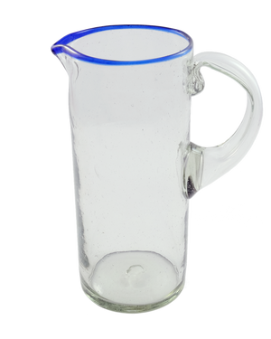 Blue Rim Glass Pitcher