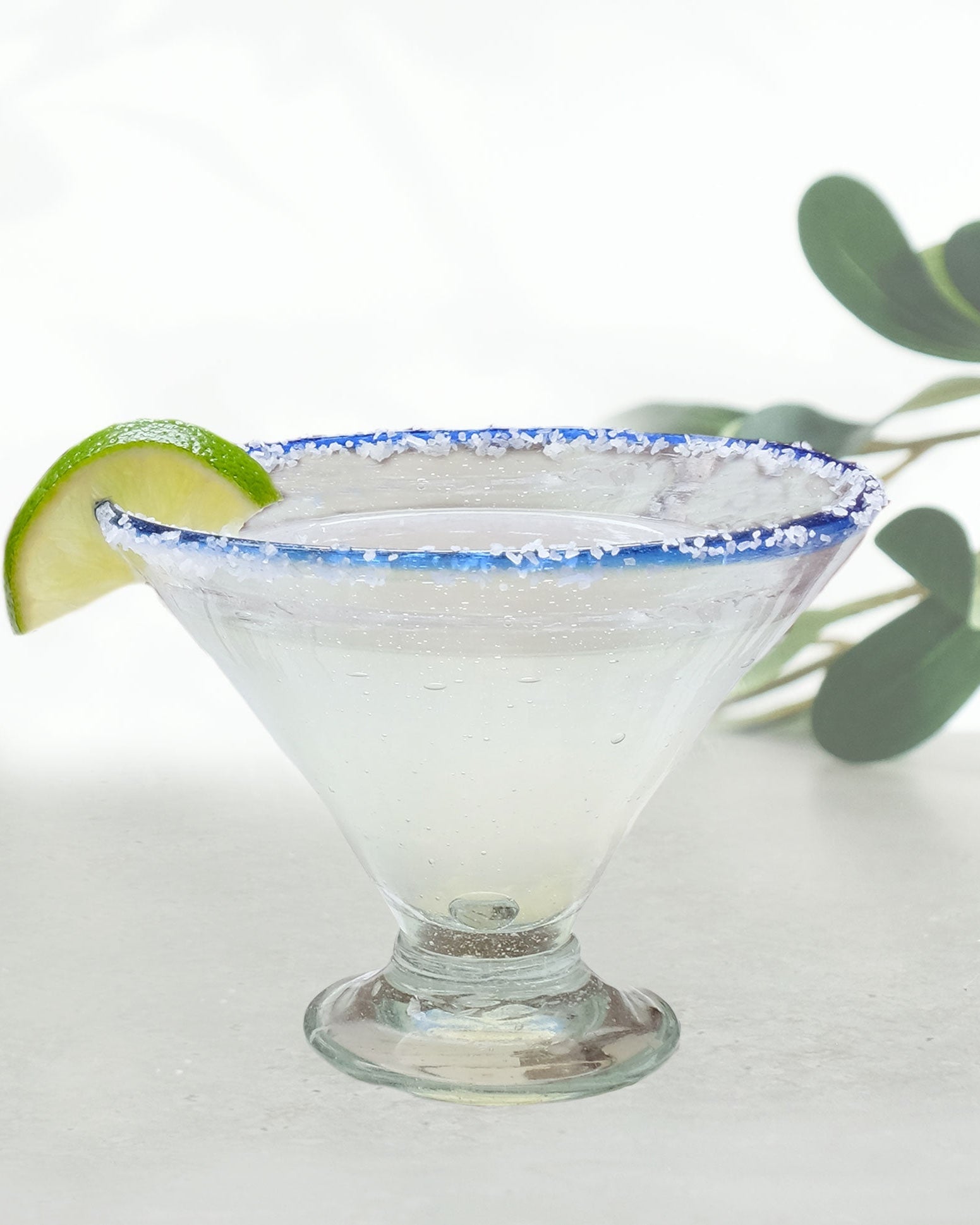 Blue Rim Margarita Glass
