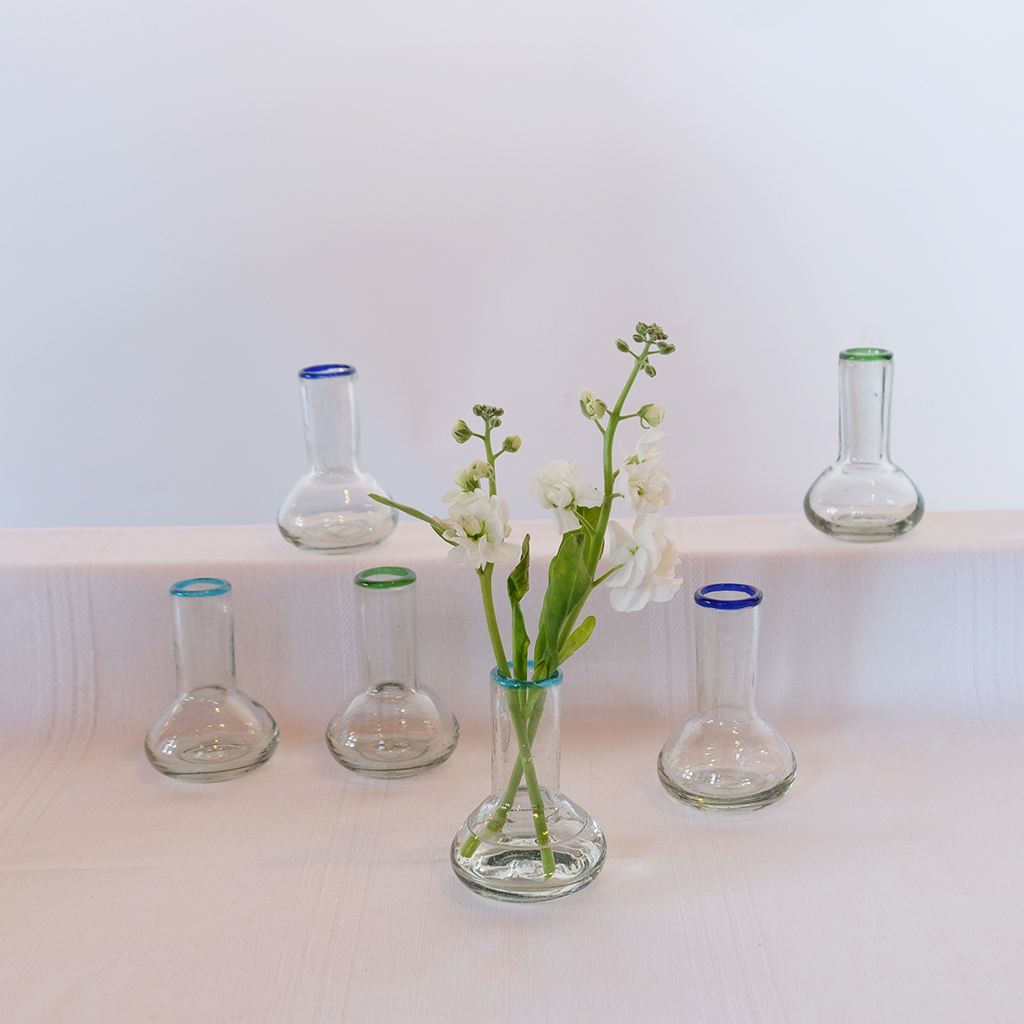 Small Aqua Rim Bulb Vase