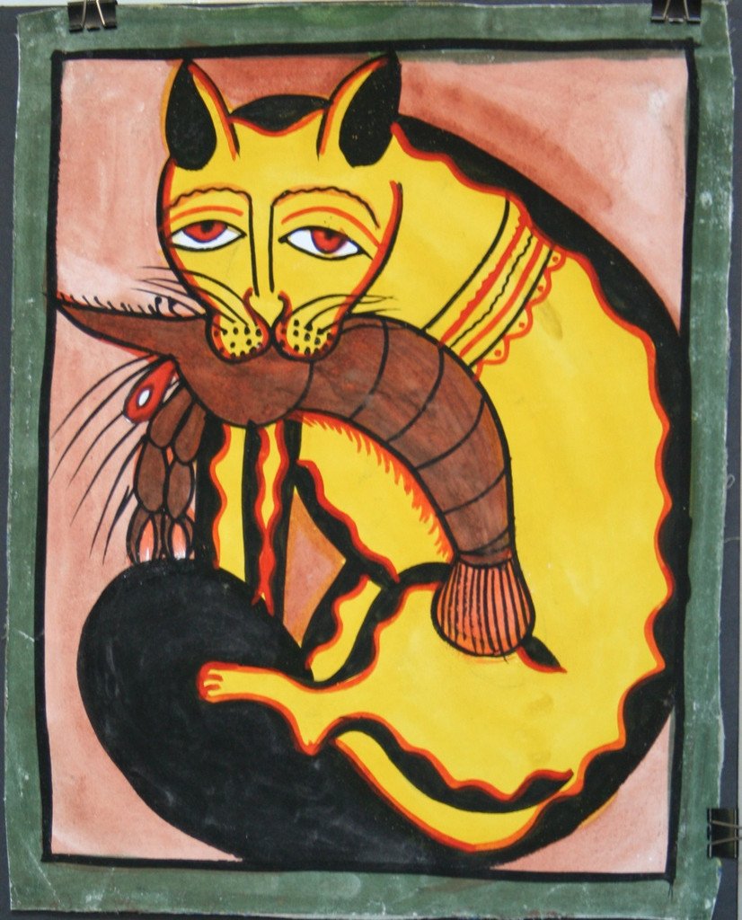 Kalighat Cat Folk Art Artwork TerraKlay