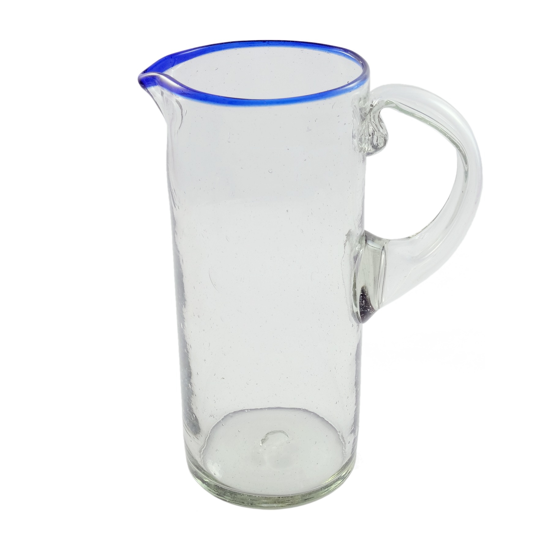 Blue Rim Glass Pitcher