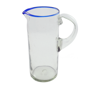 Blue Rim Glass Pitcher