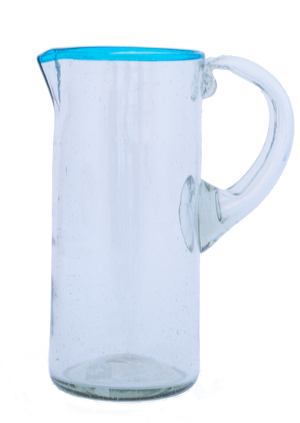 Aqua Rim Glass Pitcher