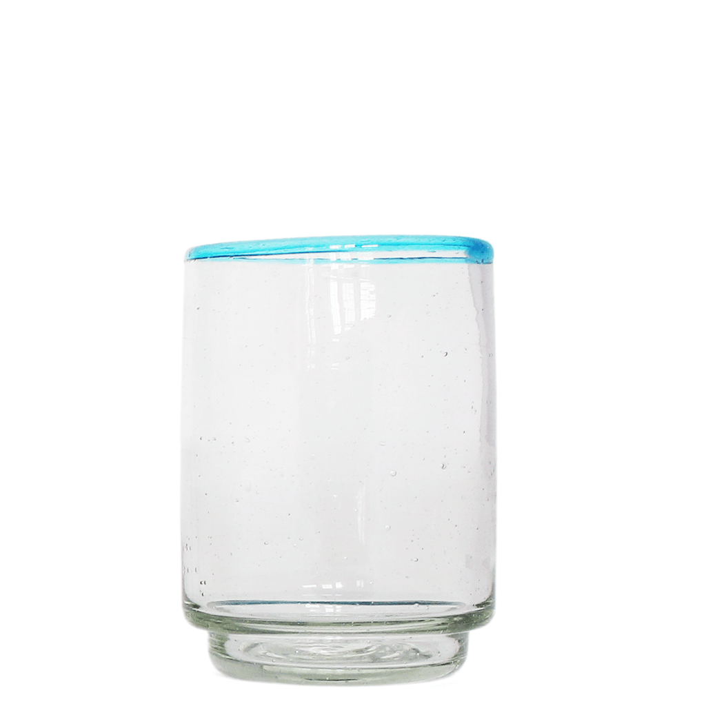 Medium Aqua Rim Stacking Glass