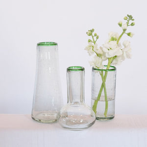 Green Rim Cordial Glass and vase