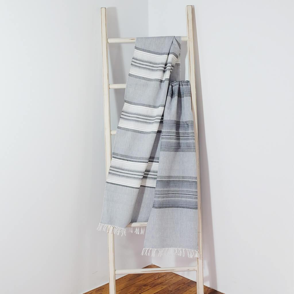 Slate with Black & Grey Stripes Table Runner