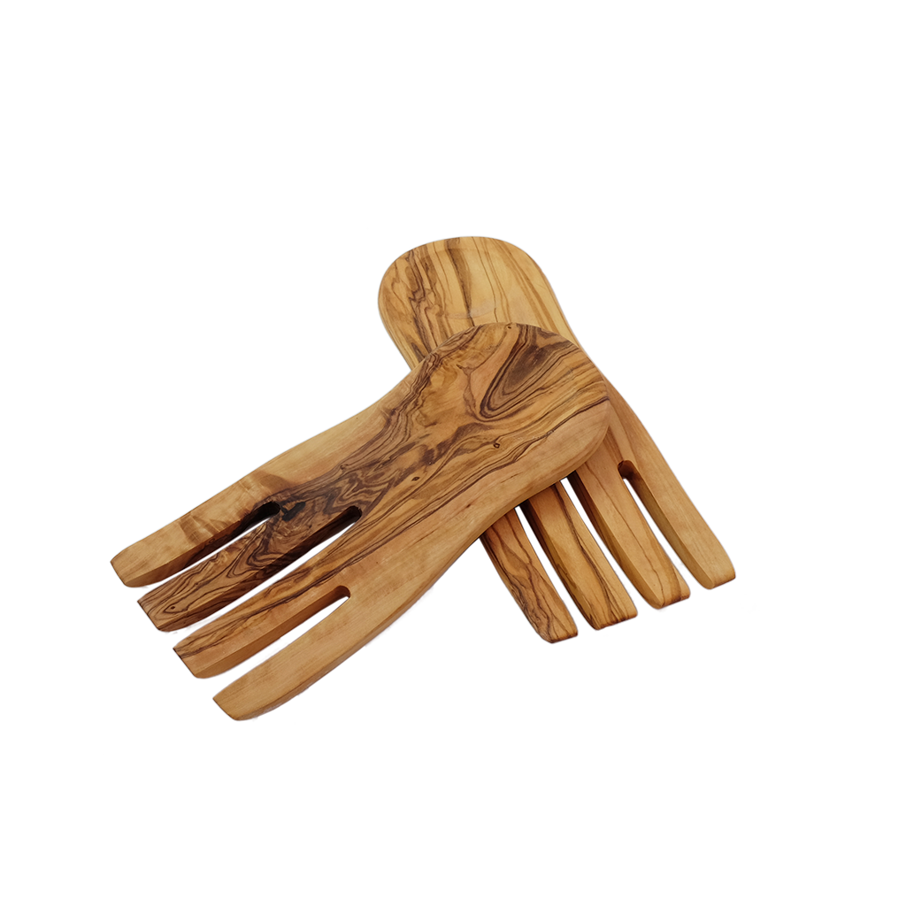 Olive Wood Salad Hands