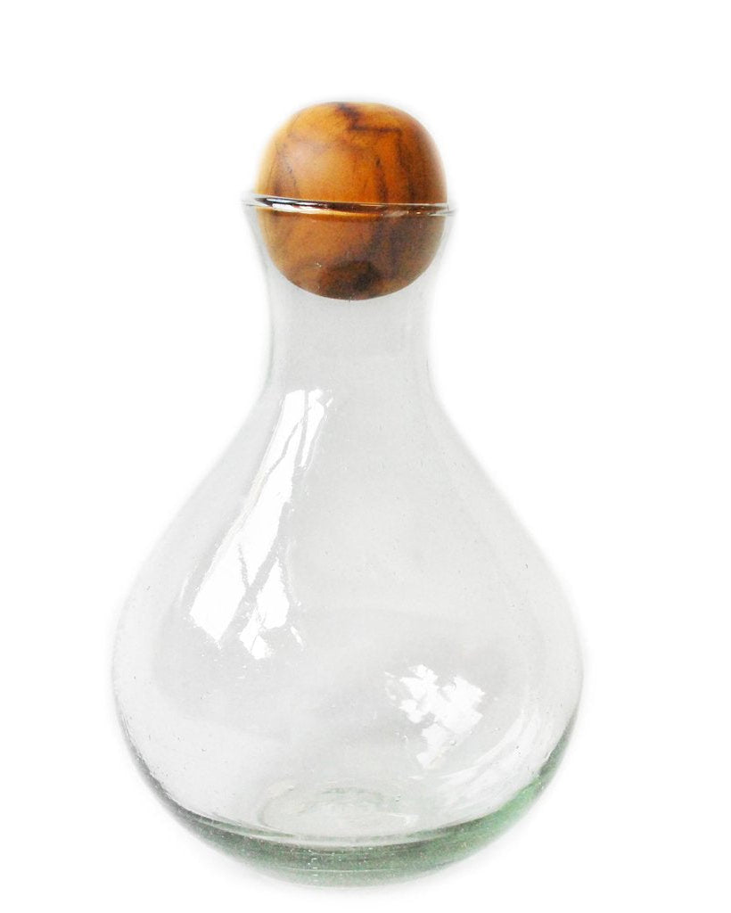 Large Roly Poly Decanter with Wood Topper